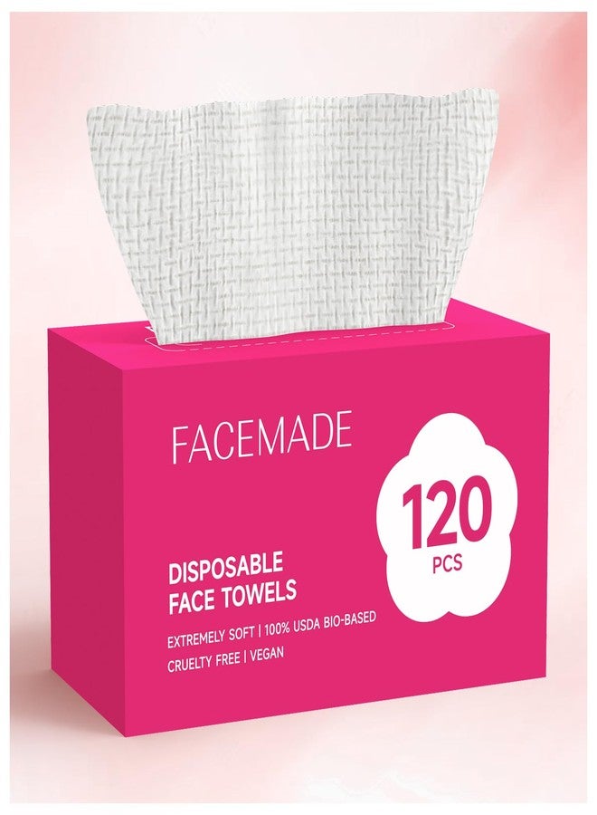 FACEMADE 120 Count Disposable Face Towels, 100% USDA Biobased Face Towelettes Disposable, Clean Facial Towels for Makeup and Clean Skin, Super Soft and Thick Dry Wipes Club - Image 1